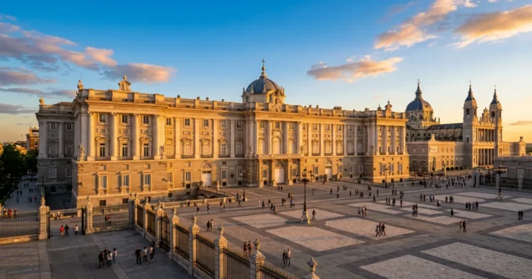 Royal Palace of Madrid 5 Exterior view of the Royal Palace of Madrid at golden hour