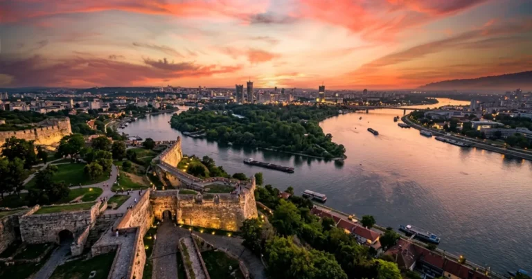 Serbia 14 Kalemegdan Fortress overlooking the confluence of the Sava and Danube rivers in Belgrade, Serbia