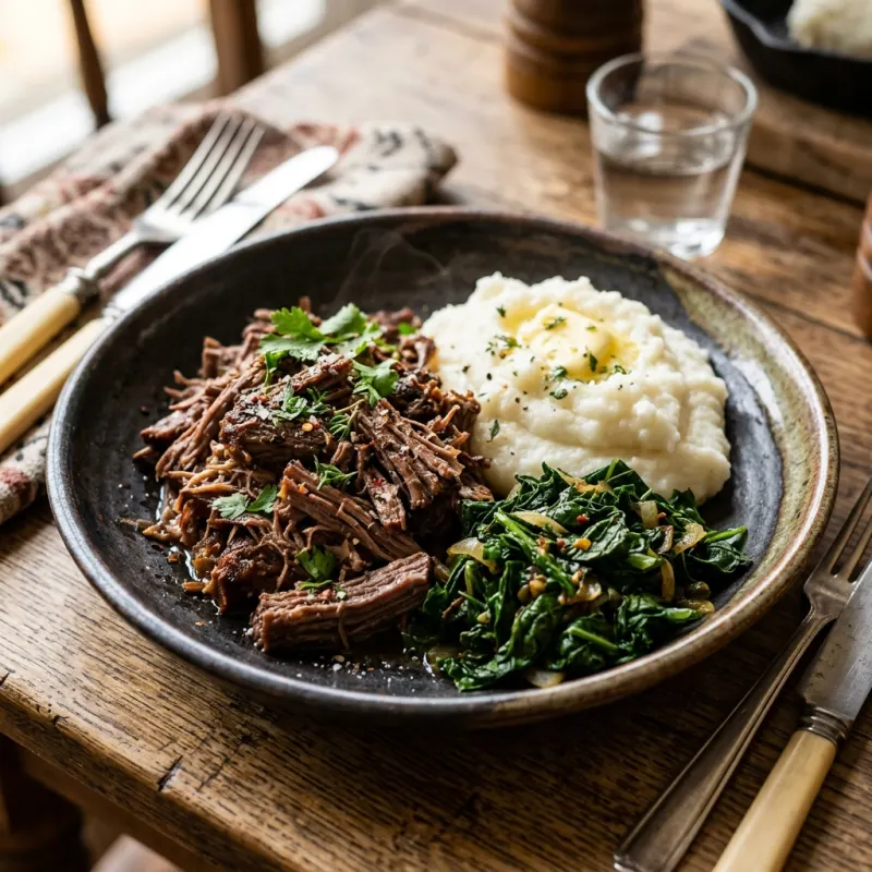 Traditional Botswana Seswaa with maize pap