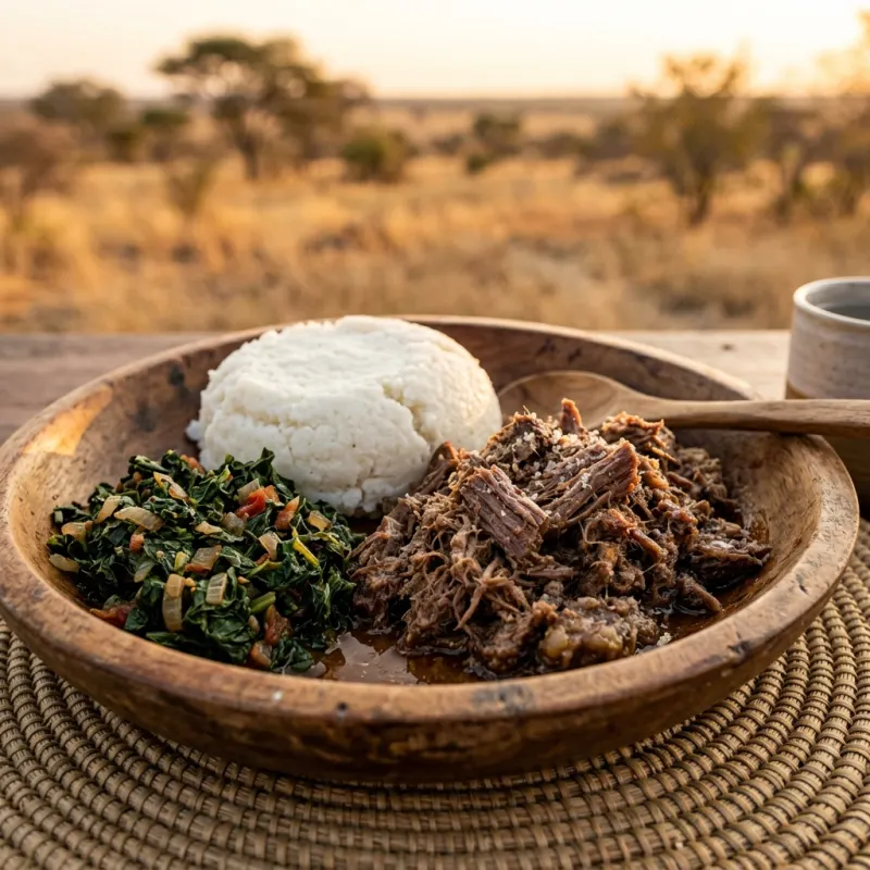 Traditional Botswana Seswaa with maize meal