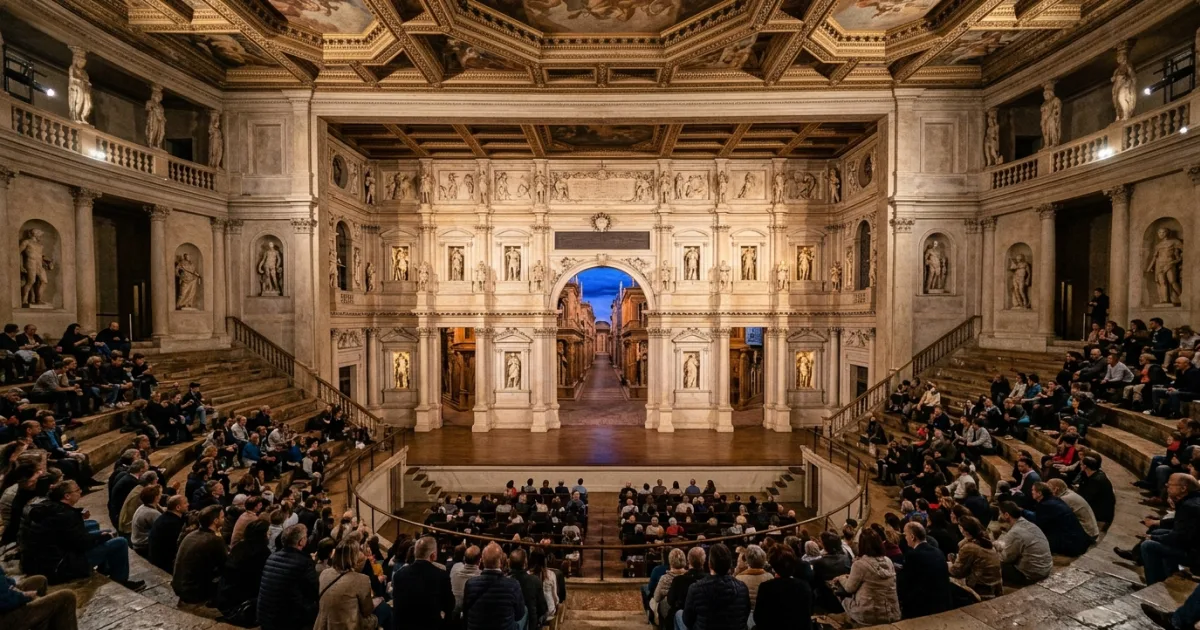 Travel Guides 7 Interior view of the historic Teatro Olimpico stage and seating in Vicenza