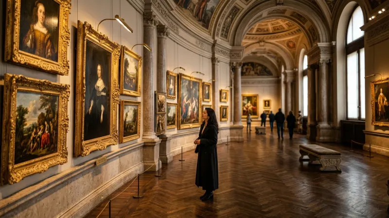 Beat the Pearl Earring Crowds 4 A quiet classic museum room in the Mauritshuis featuring golden-framed master paintings under warm gallery lights.