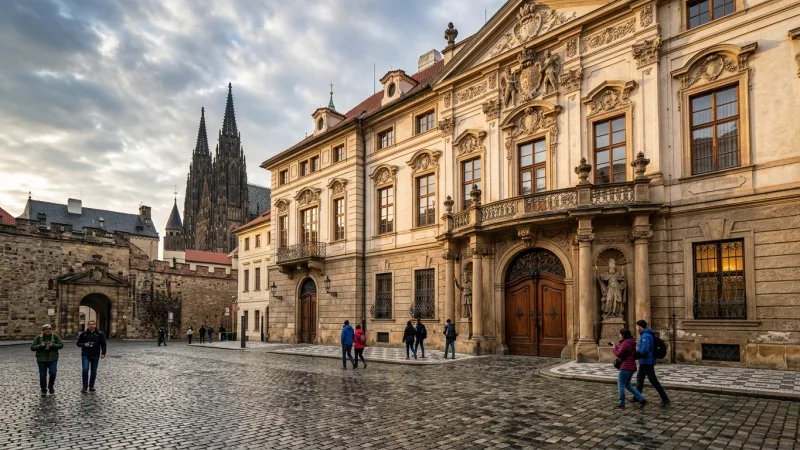 Understand the Separate Palace Entry Ticket 1 Exterior facade of the historic Lobkowicz Palace entrance in Prague Castle.