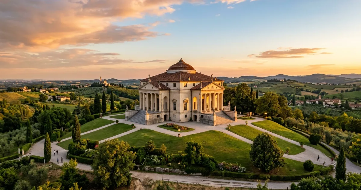Travel Guides 6 Exterior view of the symmetrical Villa La Rotonda in Vicenza