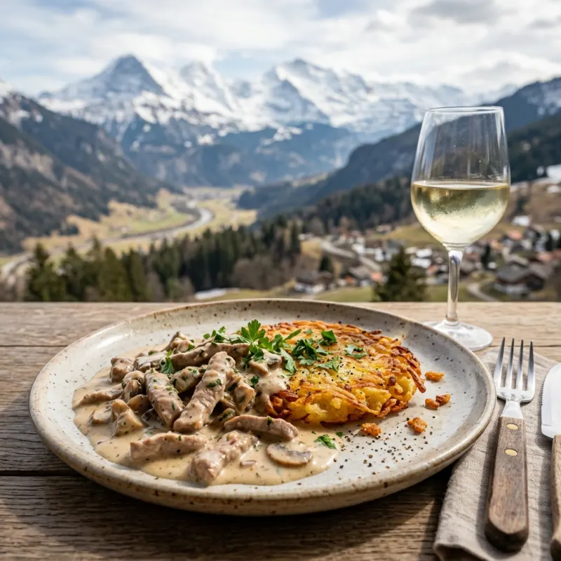 Zürcher Geschnetzeltes with crispy rösti