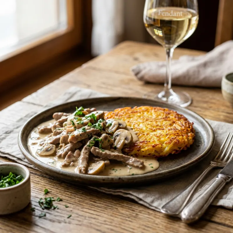 Zürcher Geschnetzeltes with Rösti