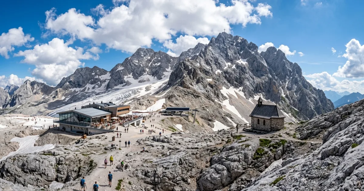 Panoramic view of the Zugspitzplatt plateau and mountains in Germany