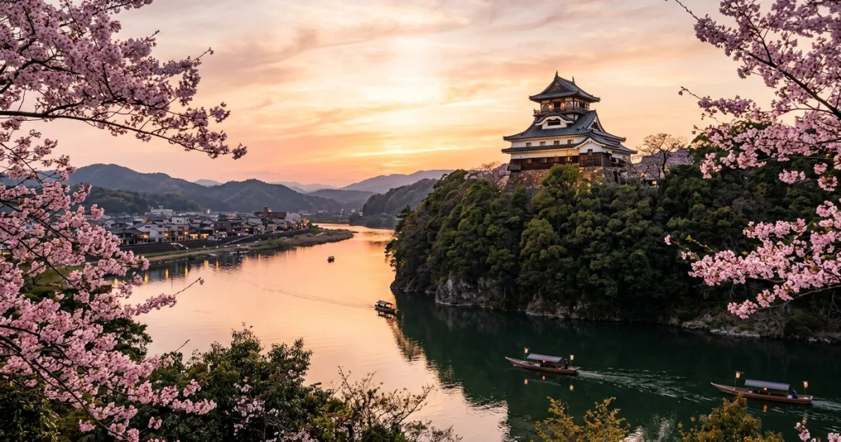 Inuyama Castle overlooking the Kiso River in Aichi Prefecture Japan