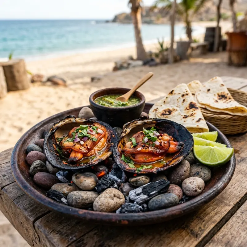 Almejas Chocolatas Tatemadas roasted clams in Loreto