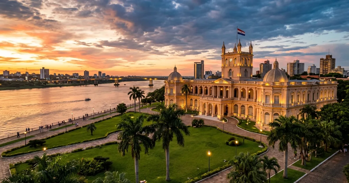 Palacio de los López in Asuncion at sunset