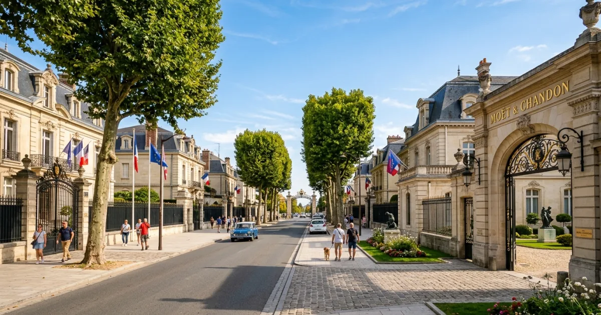 Grand mansions lining the Avenue de Champagne in Epernay