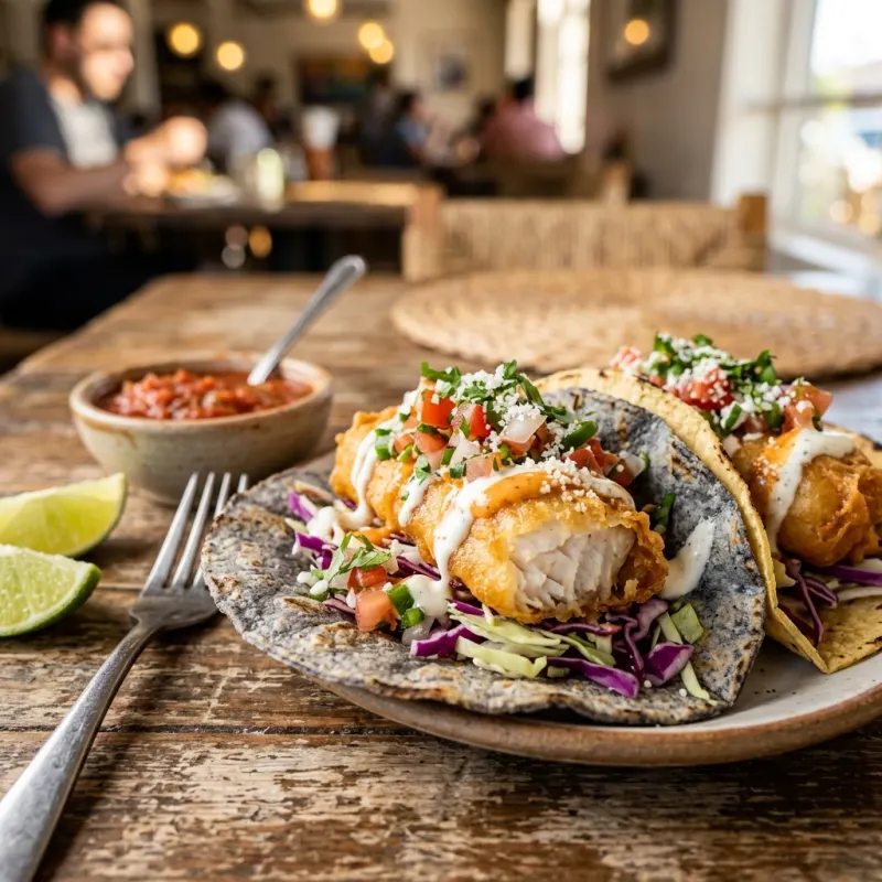 Authentic Baja-style fish tacos with fresh toppings
