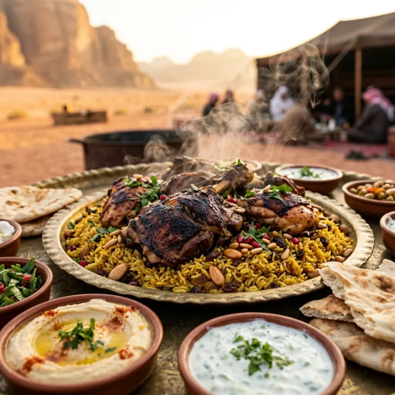 Bedouin Zarb platter with slow-cooked meat and spiced rice