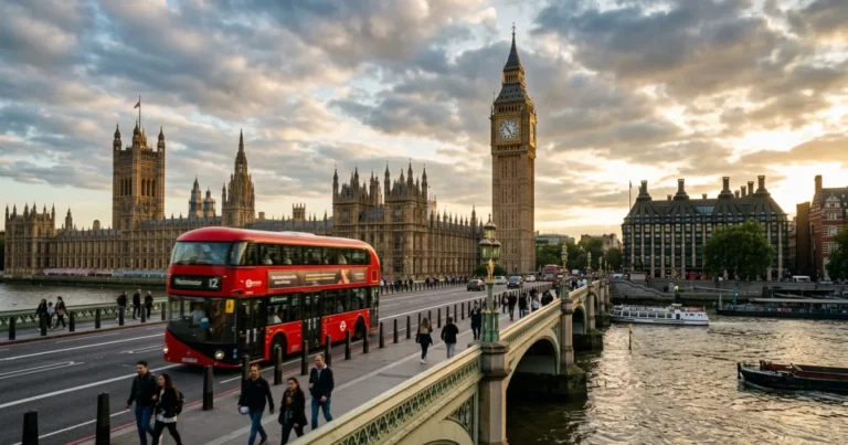 Big Ben 7 Big Ben and the Elizabeth Tower rising over Westminster Bridge in London