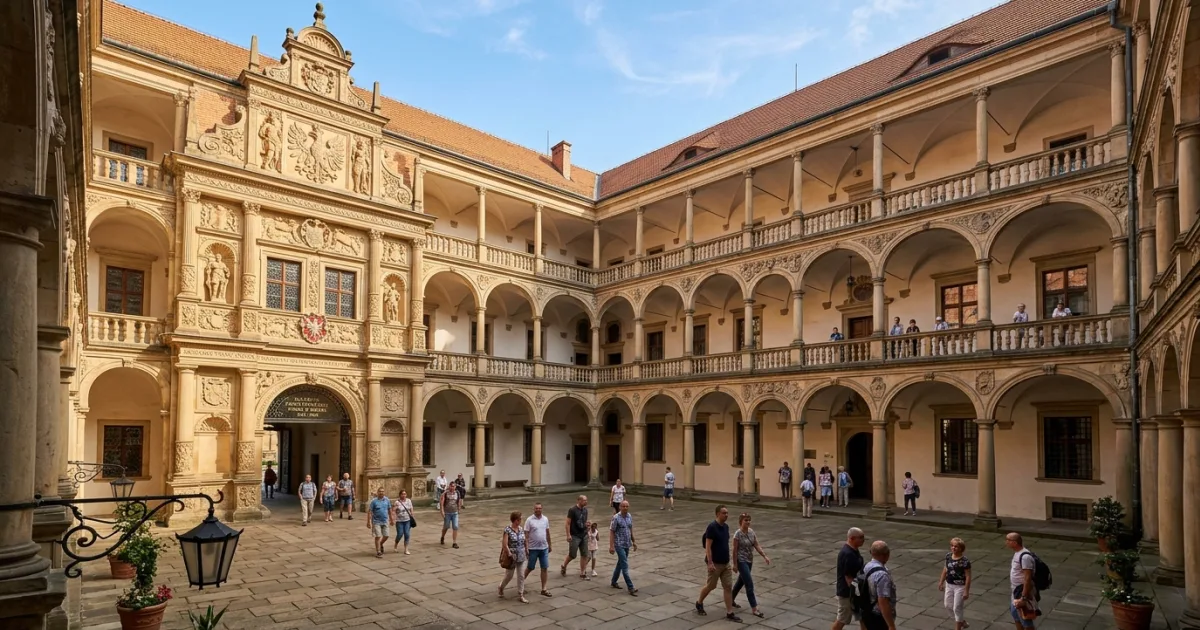 Renaissance arcaded courtyard of the Silesian Piast Castle in Brzeg