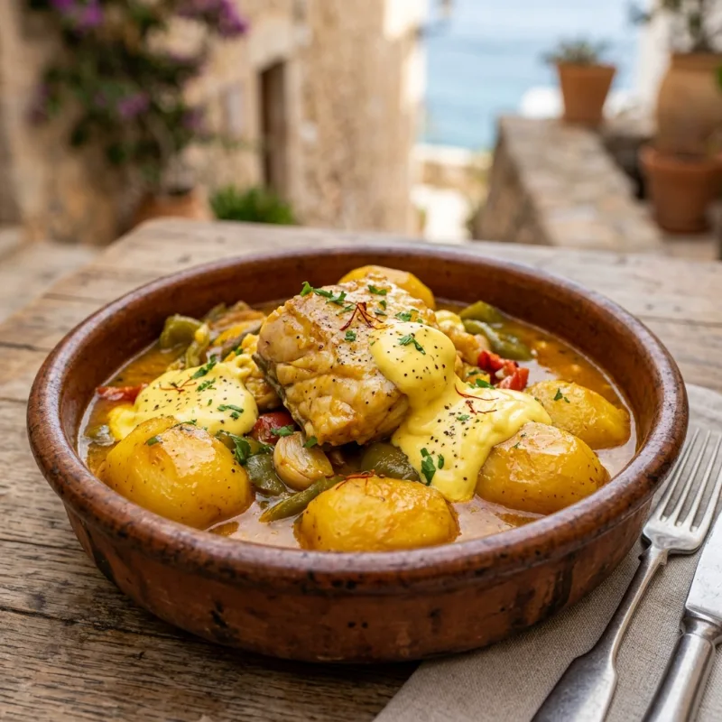 Authentic Bullit de Peix rockfish dish served with alioli in Ibiza