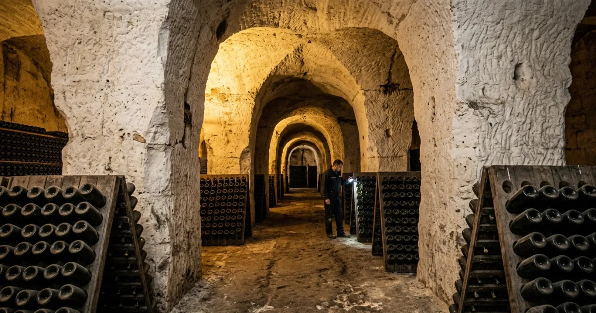 Travel Guides 8 Ancient chalk cellars in Reims filled with aging champagne bottles