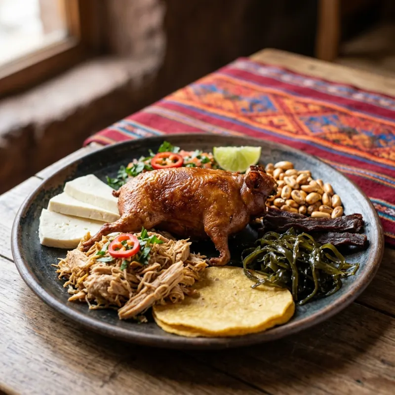 Authentic Chiri Uchu traditional ceremonial feast platter in Cusco Peru