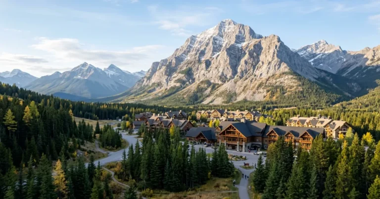 Kananaskis Village 2 Kananaskis Village alpine lodges nestled beneath Mount Kidd in the Canadian Rocky Mountains.