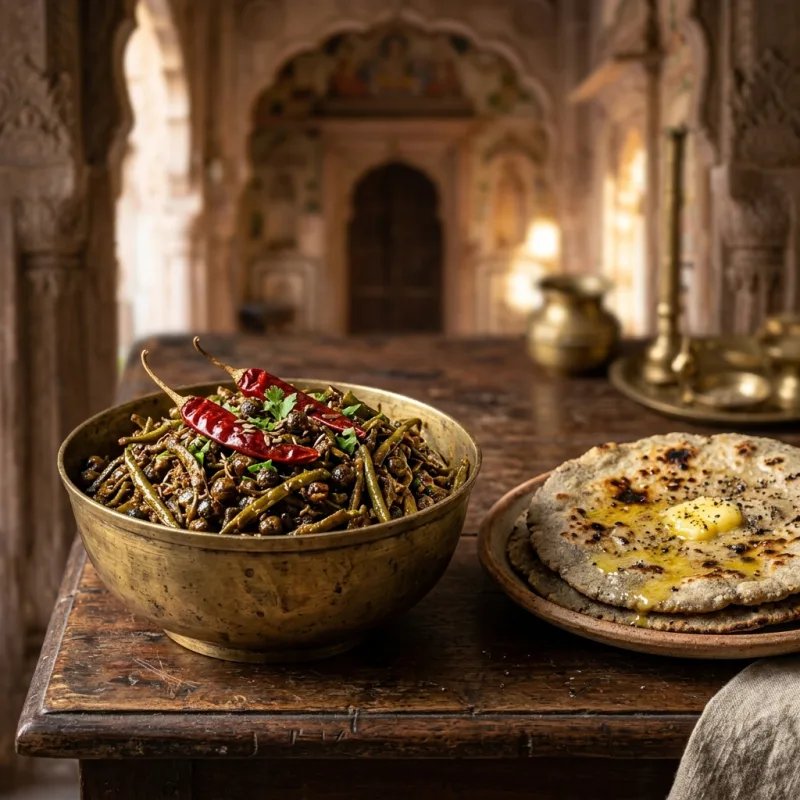 Authentic Ker Sangri desert vegetable dish with bajra roti