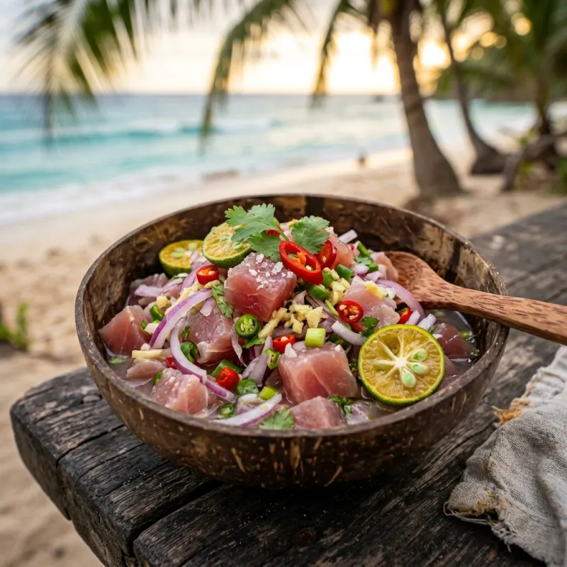 Kinilaw fresh raw fish ceviche cured with vinegar and chilies