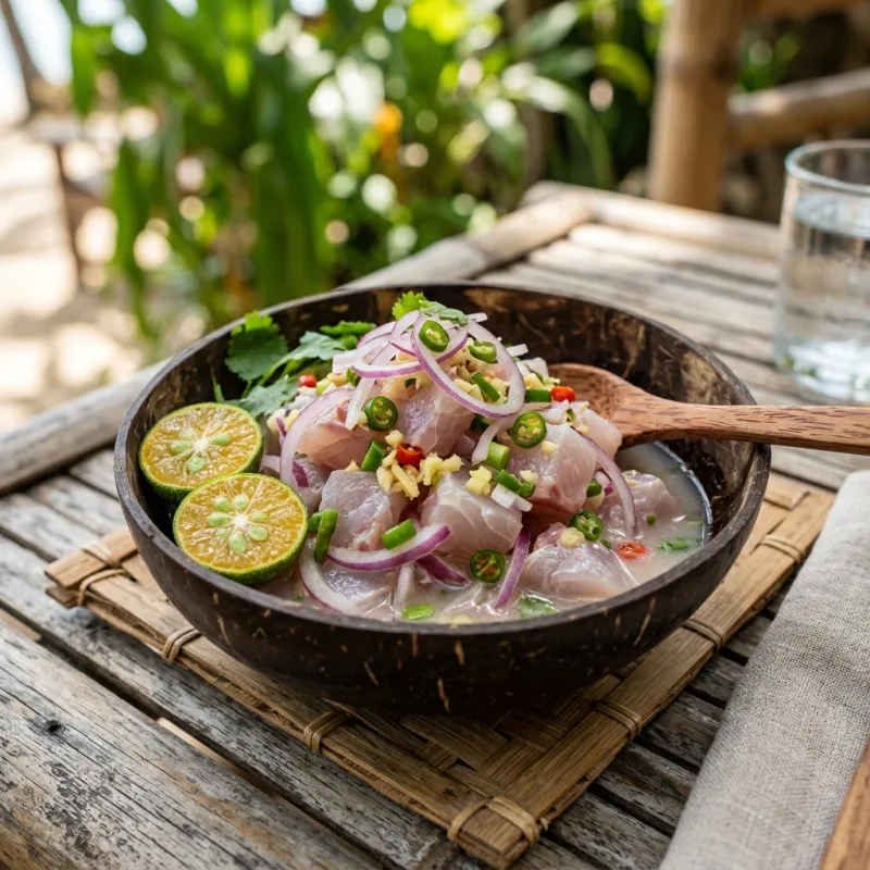 Authentic Kinilaw na Tanigue fresh fish ceviche in Palawan