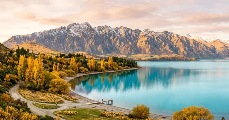 Otago 1 Panoramic view of Lake Wakatipu and The Remarkables mountain range in Otago New Zealand