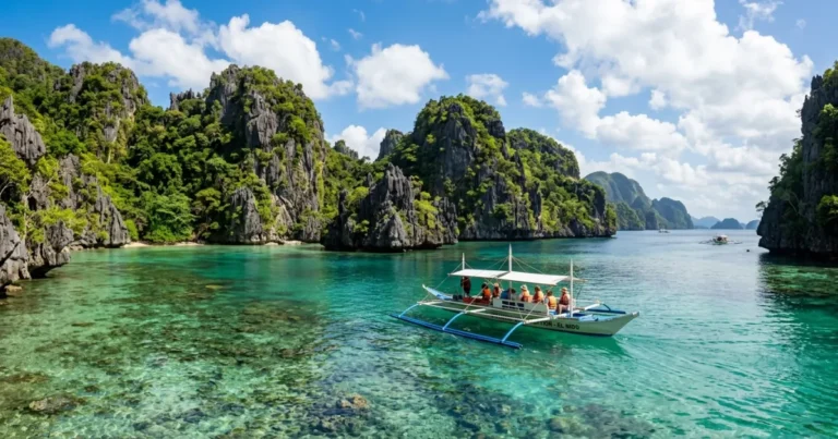 Palawan 1 Limestone karst cliffs and clear turquoise waters in Palawan, Philippines