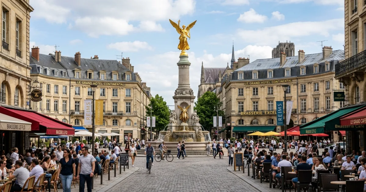 Travel Guides 7 Place Drouet d'Erlon in Reims with the Subé Fountain