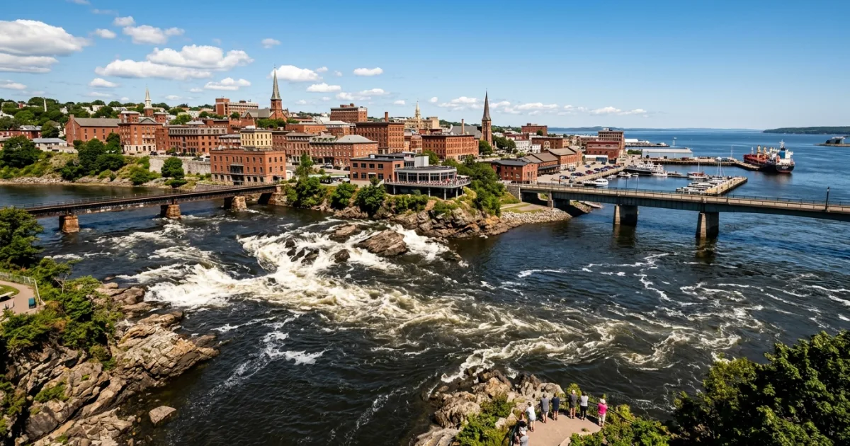 Panoramic view of Saint John skyline and the Bay of Fundy