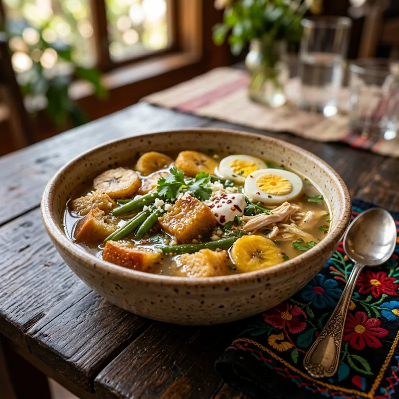 Authentic Sopa de Pan from San Cristóbal de las Casas Chiapas served in a rustic clay bowl