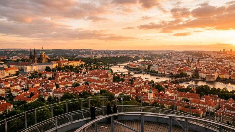 Conquer the Petřín Tower Stairs at Golden Hour