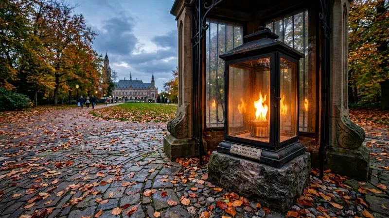 Inspect the World Peace Flame and Stone Path