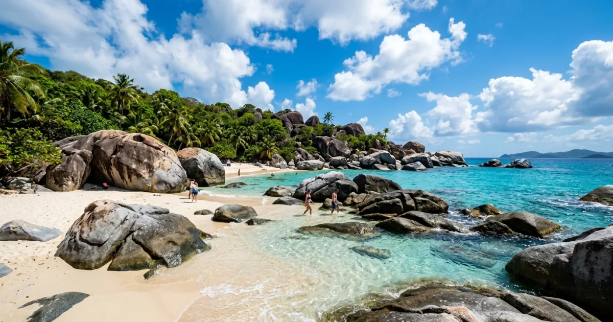 The Baths in Virgin Gorda featuring massive granite boulders and turquoise water