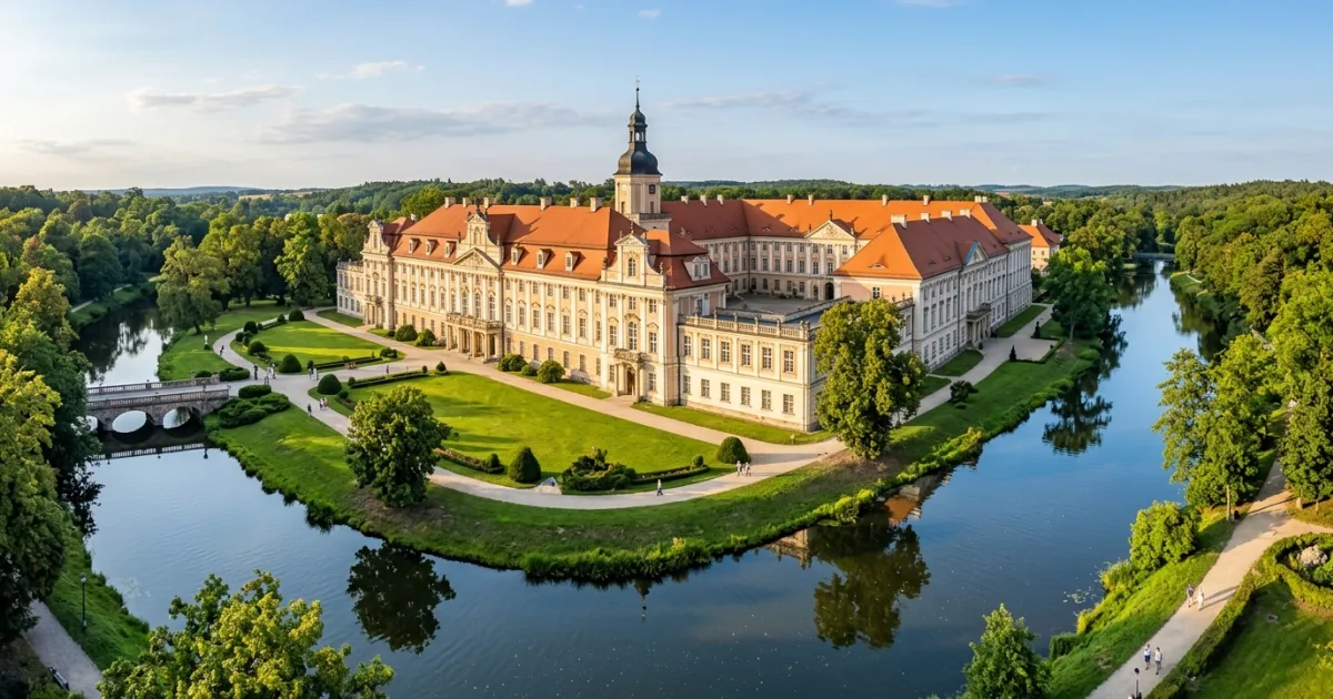 Baroque Ducal Palace in Zagan surrounded by parkland in Poland