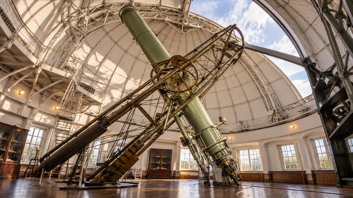Great Equatorial Telescope inside the Victorian dome at the Royal Observatory Greenwich London