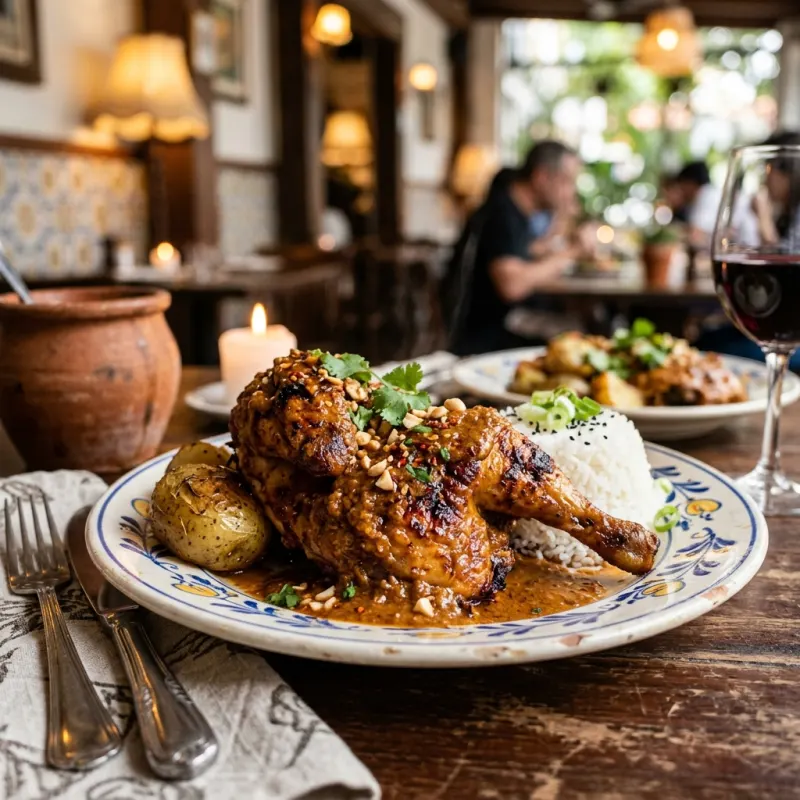 Authentic Macanese African Chicken with spicy coconut peanut sauce