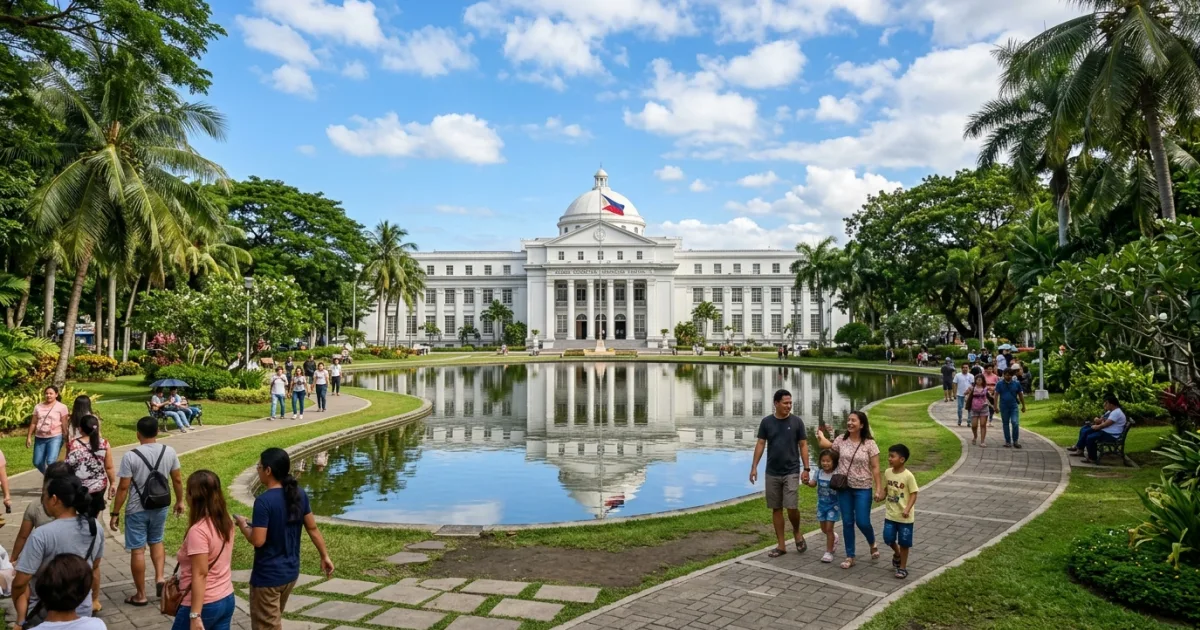 Travel Guides 11 Bacolod Provincial Capitol building and park lagoon in Negros Occidental
