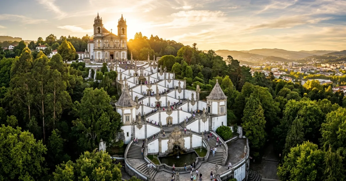 Sanctuary of Bom Jesus do Monte staircase and cathedral in Braga Portugal