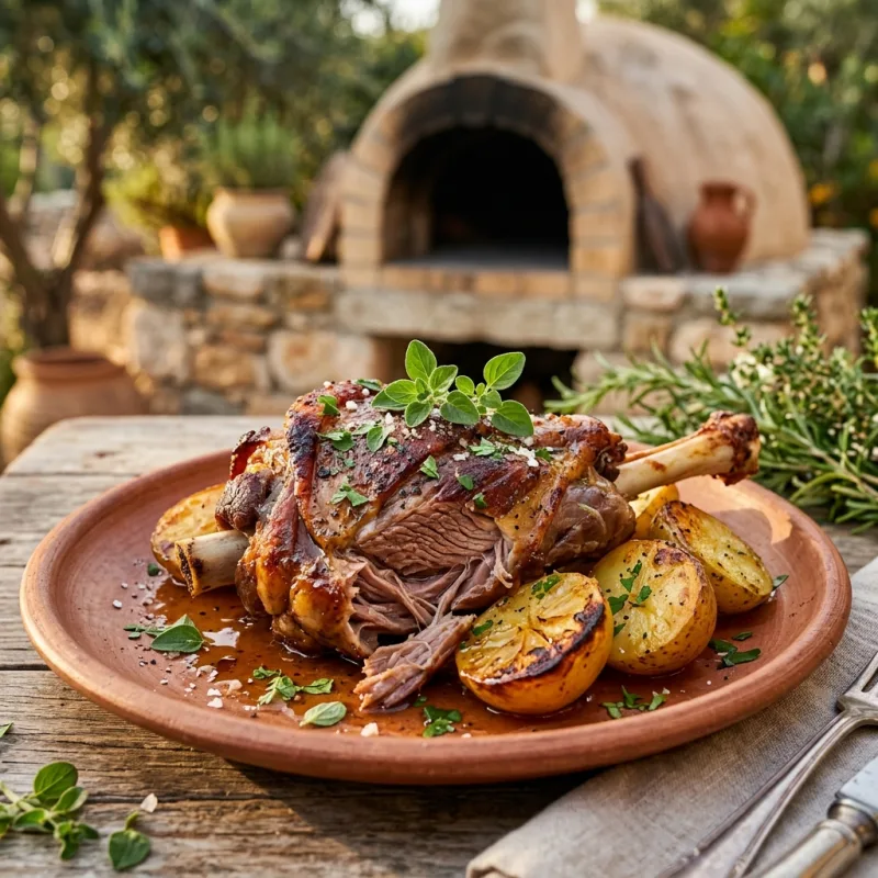Authentic Cypriot Kleftiko slow-cooked lamb served with roasted potatoes