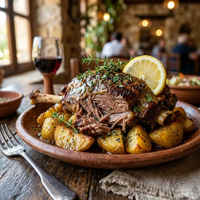 Traditional Cypriot Kleftiko slow-roasted lamb with potatoes