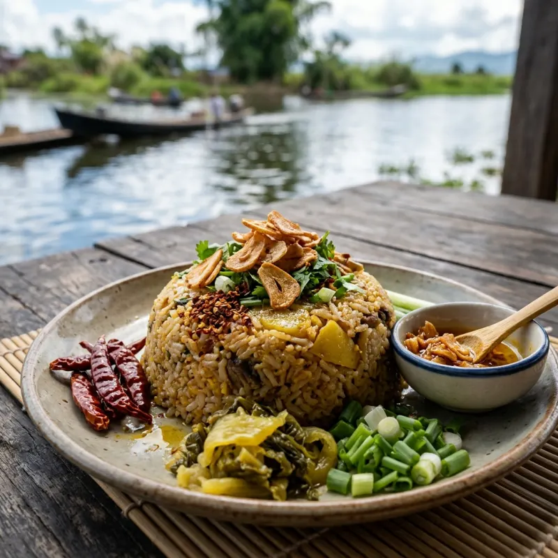 Htamin Jin, a traditional Shan fish and rice dish served on Inle Lake
