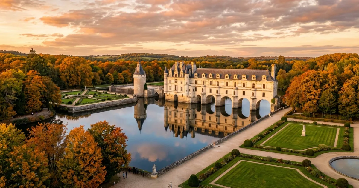 Château de Chenonceau spanning the Cher river in Indre-et-Loire France
