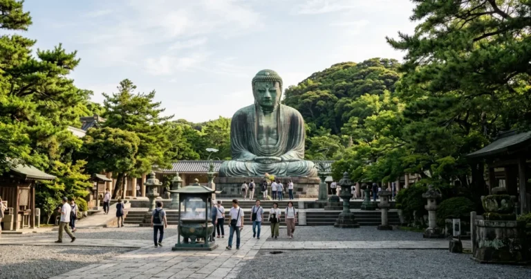 Kamakura 4 The monumental bronze Great Buddha seated at Kotoku-in Temple in Kamakura Japan