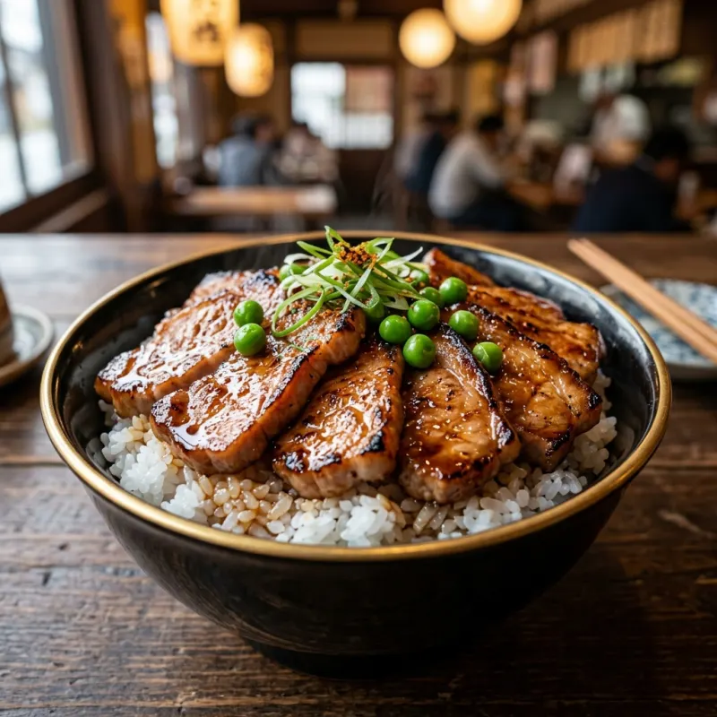 Authentic Obihiro butadon grilled pork bowl served in a traditional bowl