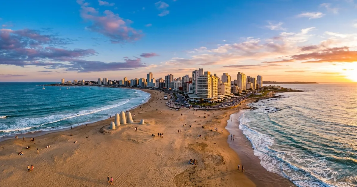 Travel Guides 4 Panoramic coastal view of Punta del Este beach and skyline in Uruguay