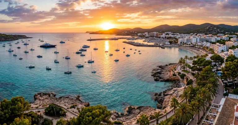 Sant Antoni 4 Panoramic sunset over the bay and marina of Sant Antoni in Ibiza