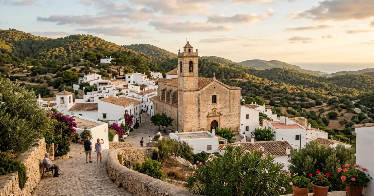 Travel Guides 6 Panoramic view of Sant Joan de Labritja village and whitewashed church in northern Ibiza