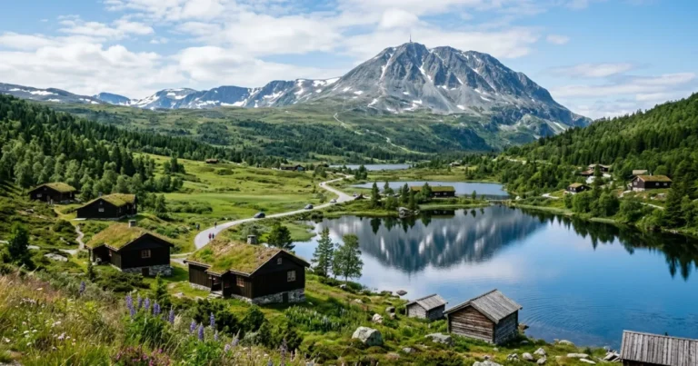 Telemark 7 Panoramic view of Gaustatoppen mountain and alpine lakes in Telemark Norway