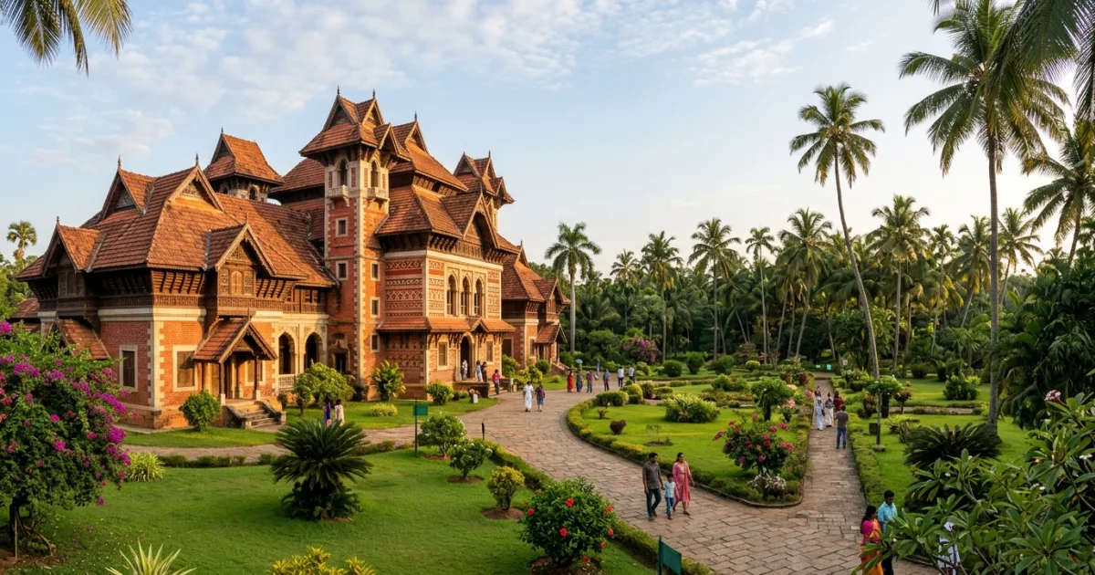 Napier Museum and landscaped tropical gardens in Thiruvananthapuram, Kerala
